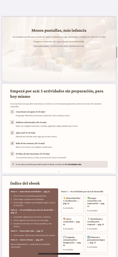 EBOOK - MENOS PANTALLAS, MÁS INFANCIAS