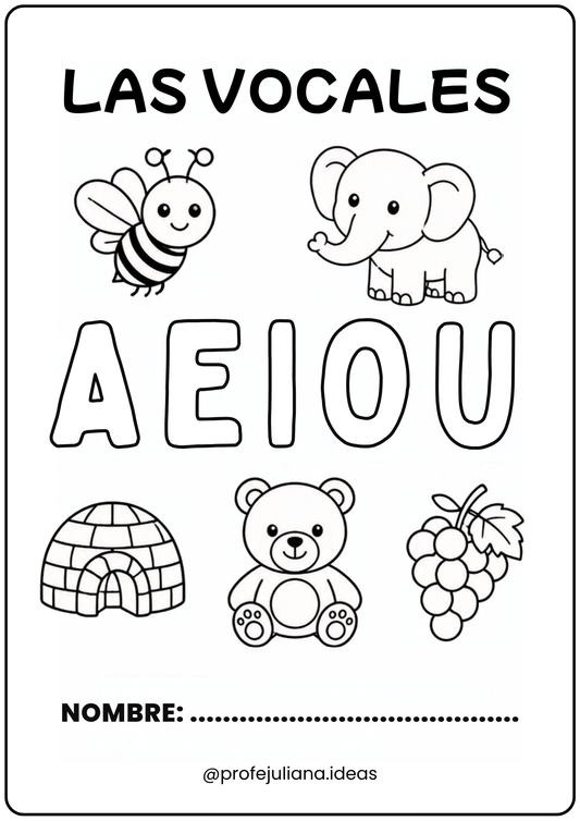 Portada del cuadernillo Las Vocales para imprimir